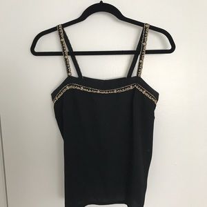 Black embroidered tank